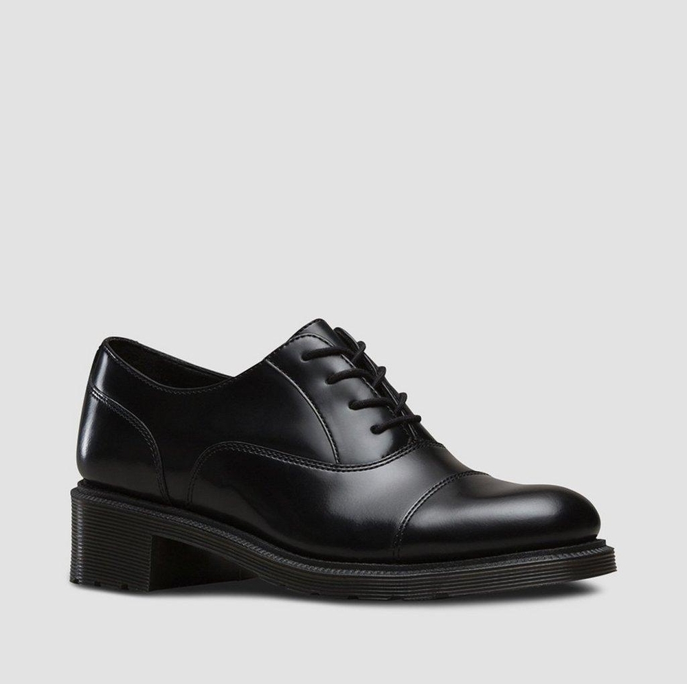 Dr. Martens Henrietta Polished Smooth Black Leather Women's Oxford